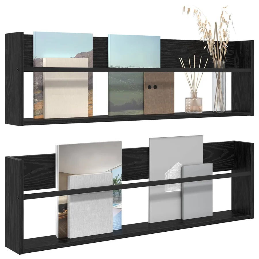 Étagère à magazines 2 pcs Chêne noir 100 x 12 x 30 cm - 3