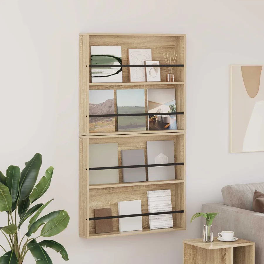 Étagère à magazines 2 pcs Chêne Sonoma 80 x 12 x 70 cm