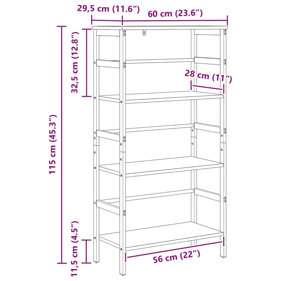 Étagère Chêne fumé 60 x 29,5 x 115 cm Bois d'ingénierie - 11
