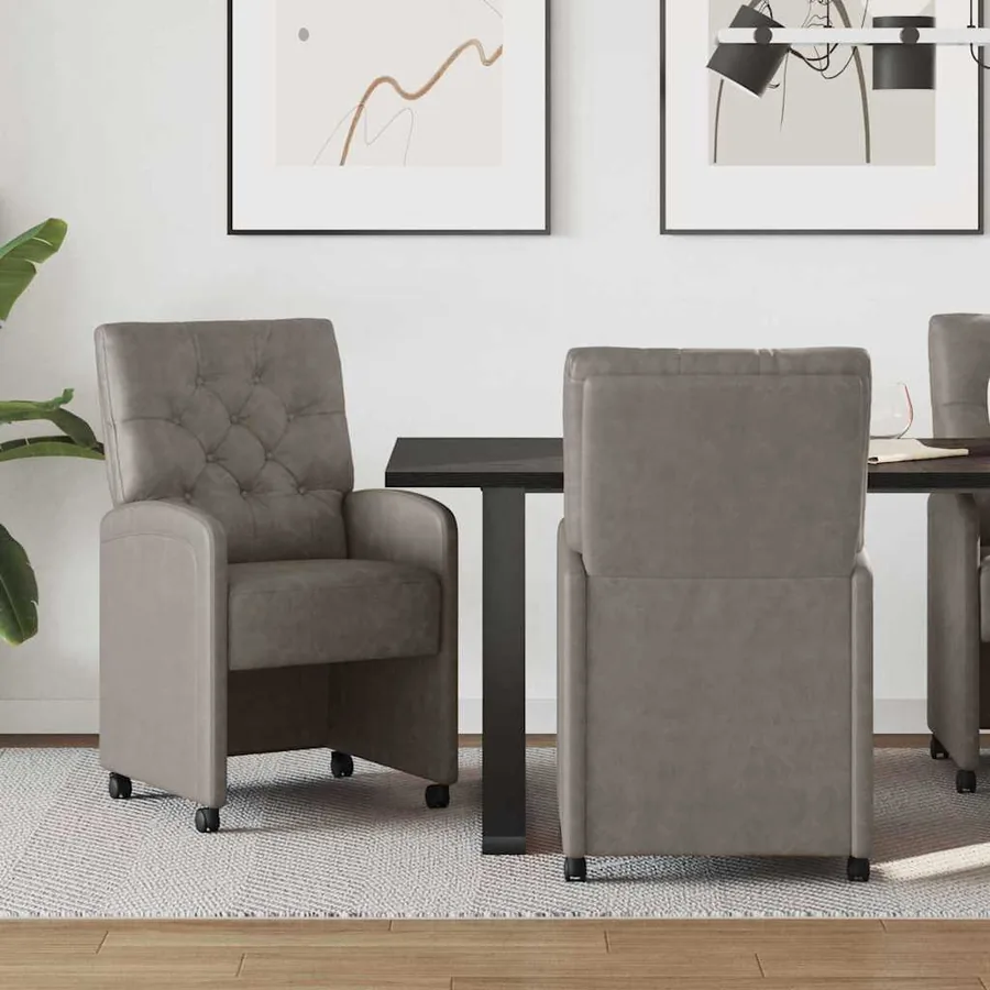 Chaises de Salle à Manger avec Roues 2 pcs Gris 58 x 67 x 97 cm