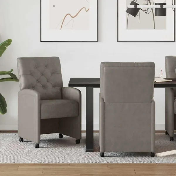 Chaises de Salle à Manger avec Roues 2 pcs Gris 58 x 67 x 97 cm