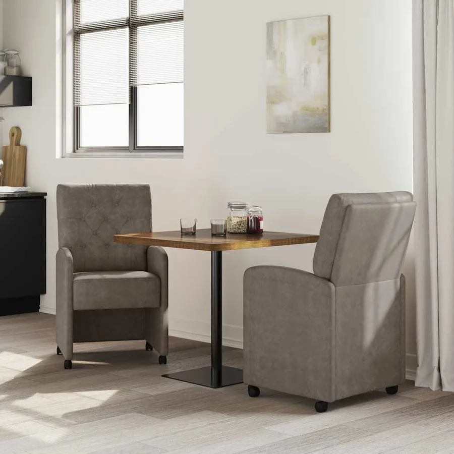 Chaises de Salle à Manger avec Roues 2 pcs Gris 58 x 67 x 97 cm - 3
