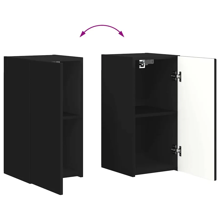 Meuble TV mural 2 pcs Noir 30 x 31 x 60 cm Bois d'ingénierie - 13