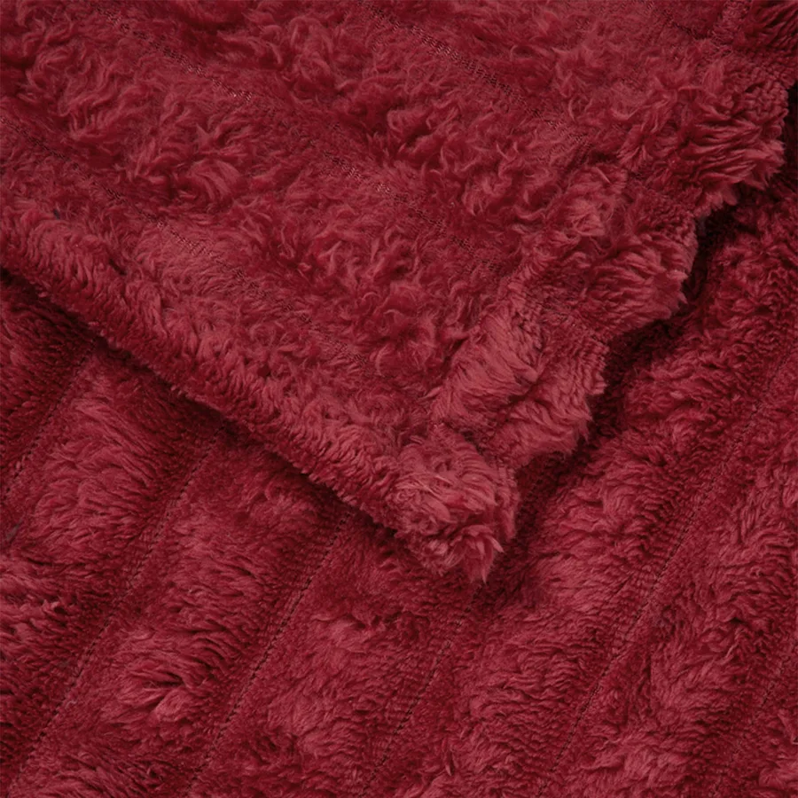 Jeté Rouge Bordeaux 150 x 130 cm Toison - 5