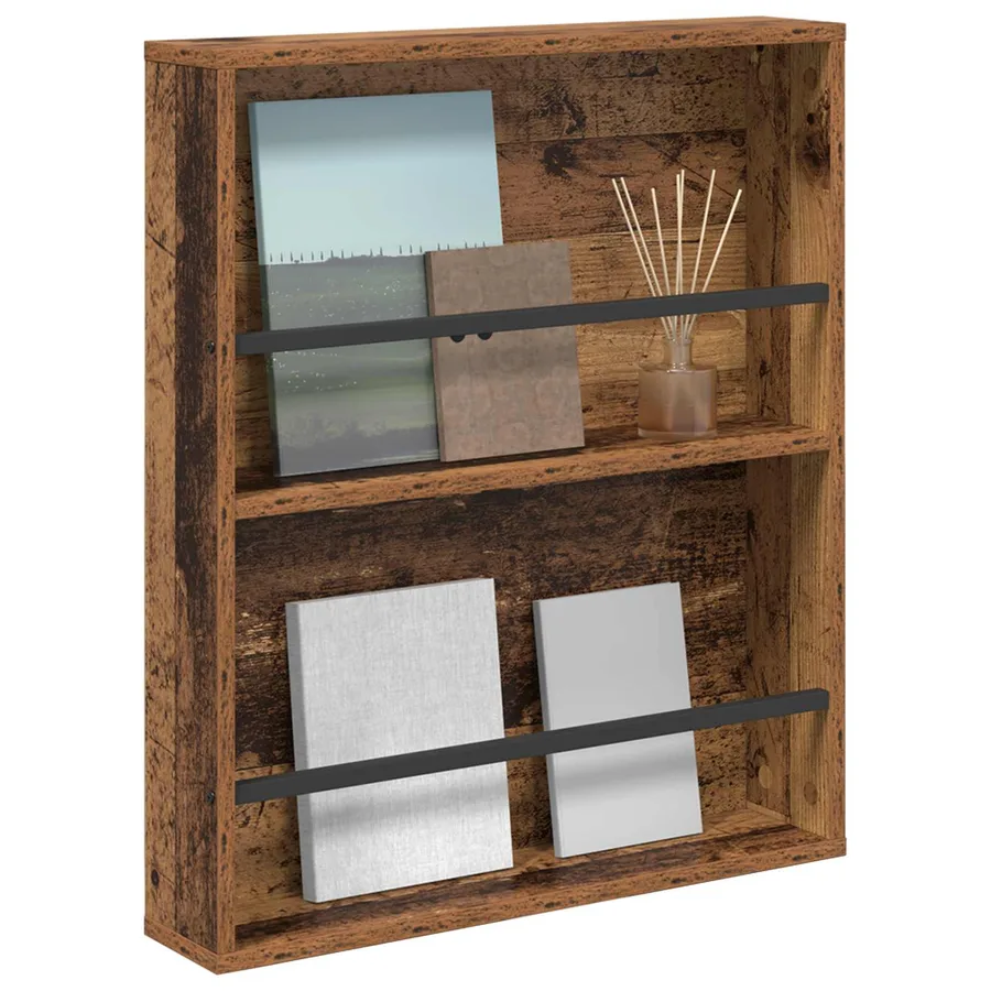Étagère à magazines avec étagère Bois ancien 60 x 12 x 70 cm - 3