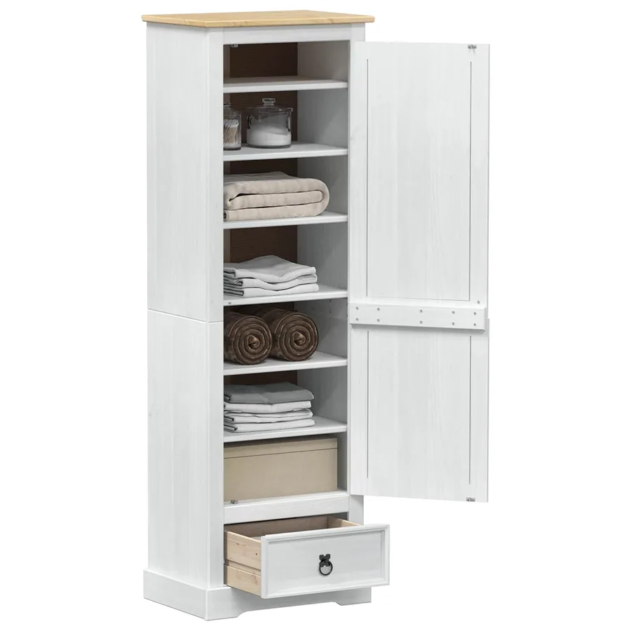 Armoires avec tiroir Blanc 55 x 38 x 170 cm Pin massif - 3