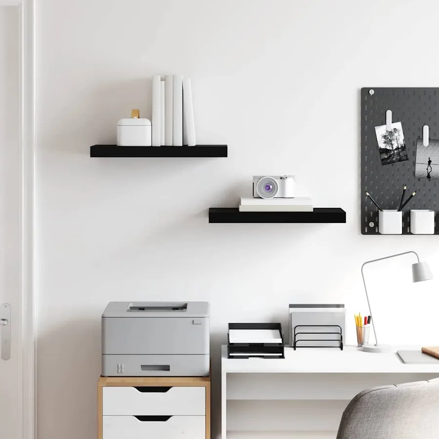 Étagères murales flottantes 2 pcs noir 50x23,5x3,8 cm MDF - 3