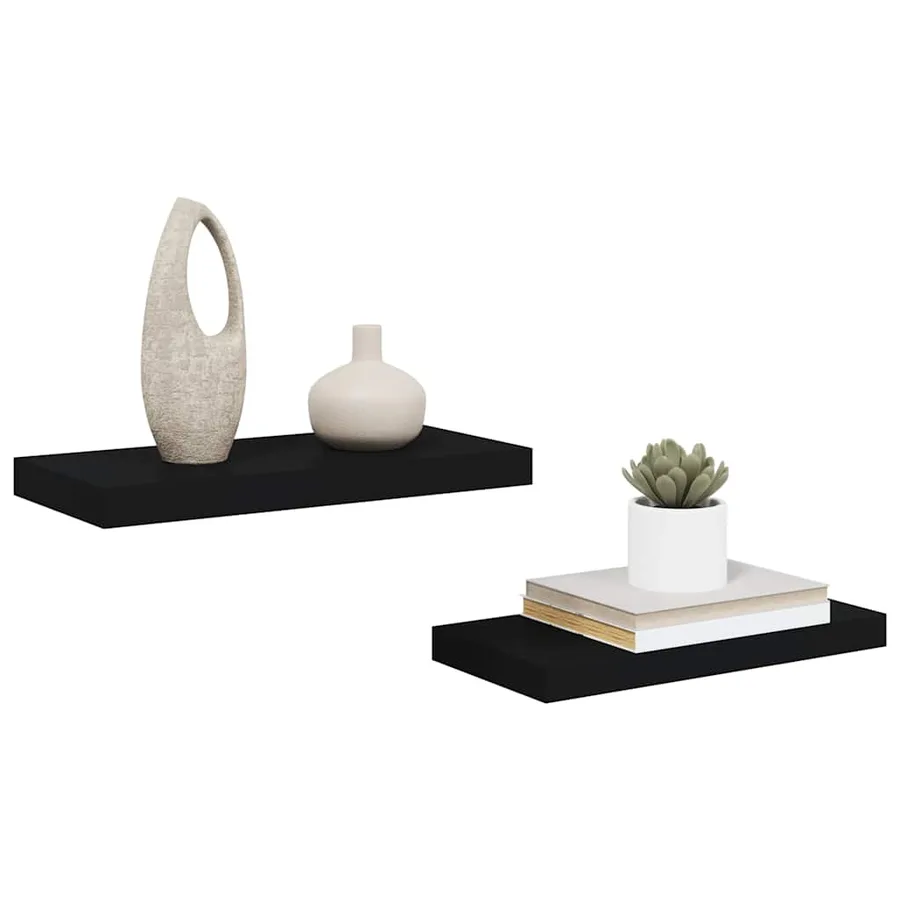 Étagères murales flottantes 2 pcs noir 50x23,5x3,8 cm MDF - 5