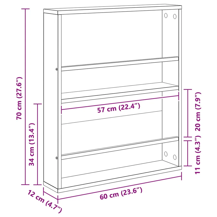 Étagère à magazines 2 pcs Chêne noir 60 x 12 x 70 cm - 11