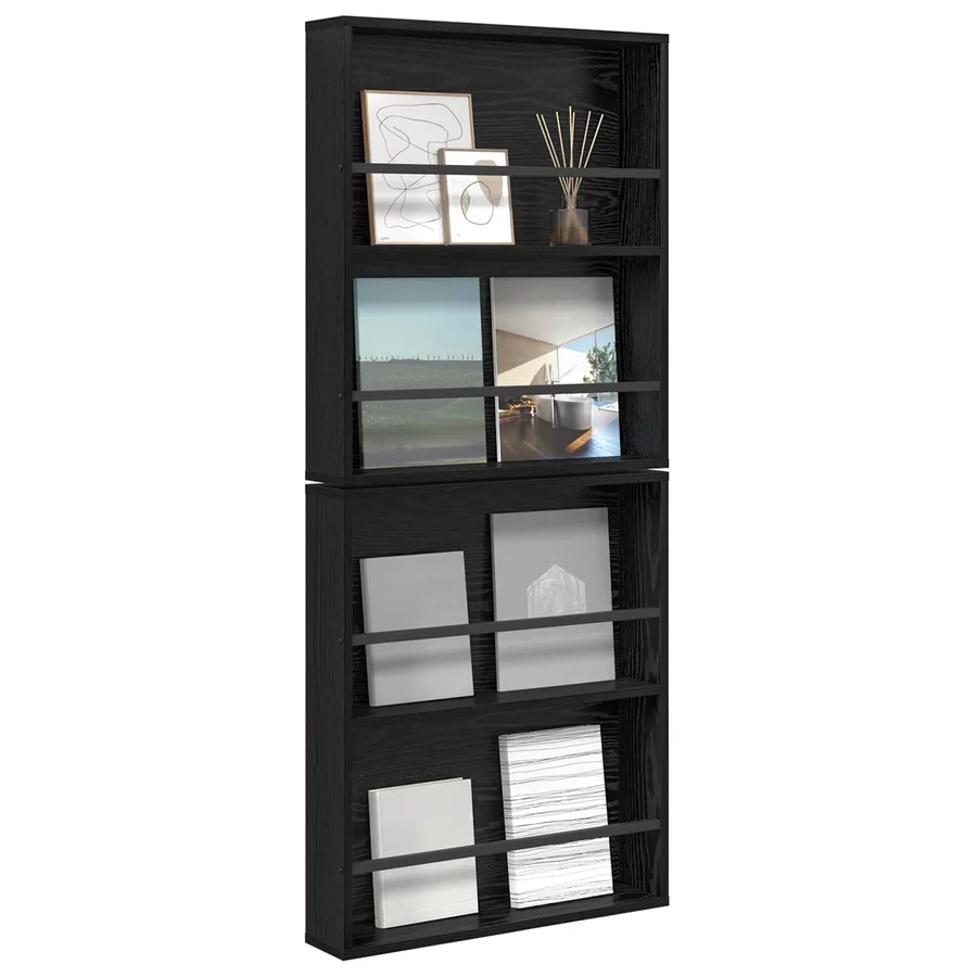 Étagère à magazines 2 pcs Chêne noir 60 x 12 x 70 cm - 3