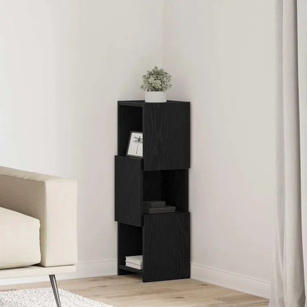 Meuble d'angle Chêne noir 25,5x25x80cm Bois d'ingénierie