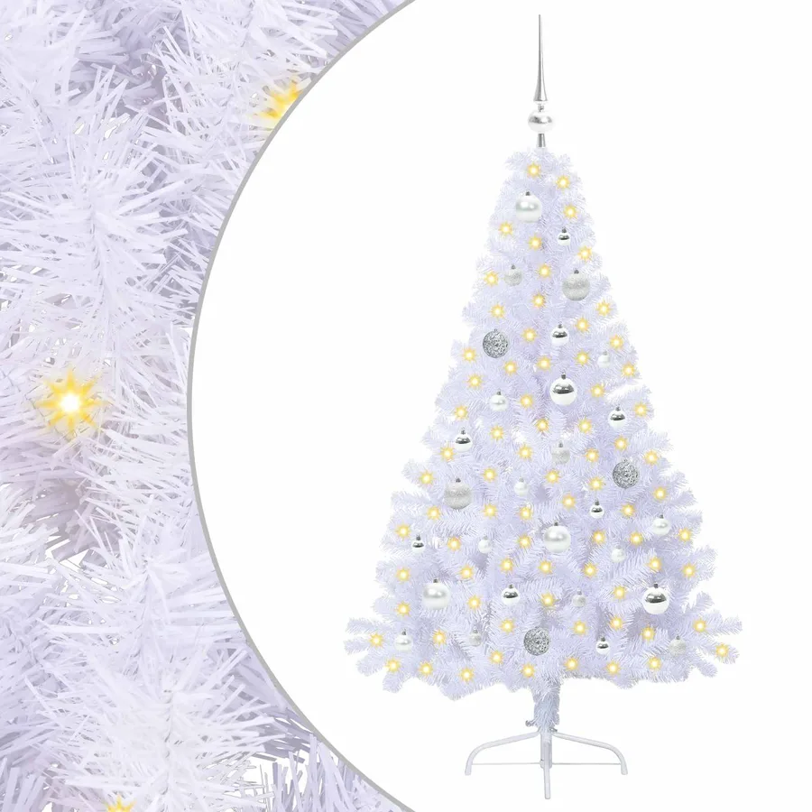 Sapin de Noël artificiel avec 150 LED Blanc 150 cm PVC et Acier - 2
