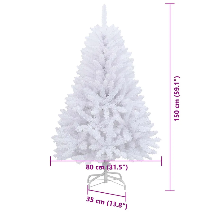 Sapin de Noël Artificiel à Branches Articulées Blanc 150 cm - 16