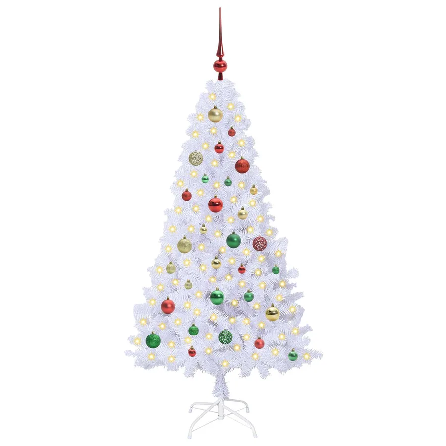 Sapin de Noël artificiel avec 150 LED Blanc 150 cm PVC et Acier - 3