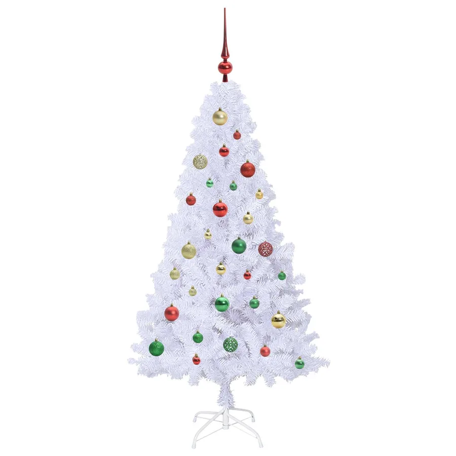 Sapin de Noël artificiel avec 150 LED Blanc 150 cm PVC et Acier - 5