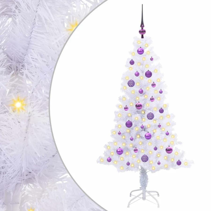 Sapin de Noël artificiel avec 150 LED Blanc 150 cm PVC et Acier - 2