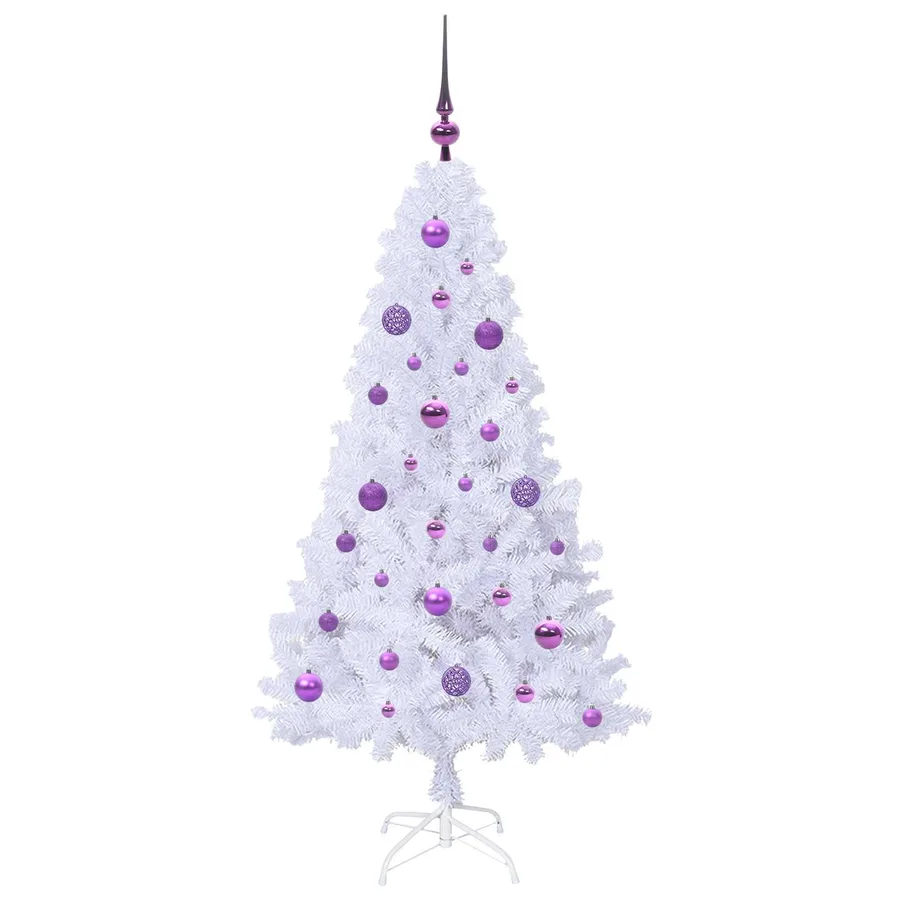 Sapin de Noël artificiel avec 150 LED Blanc 150 cm PVC et Acier - 4