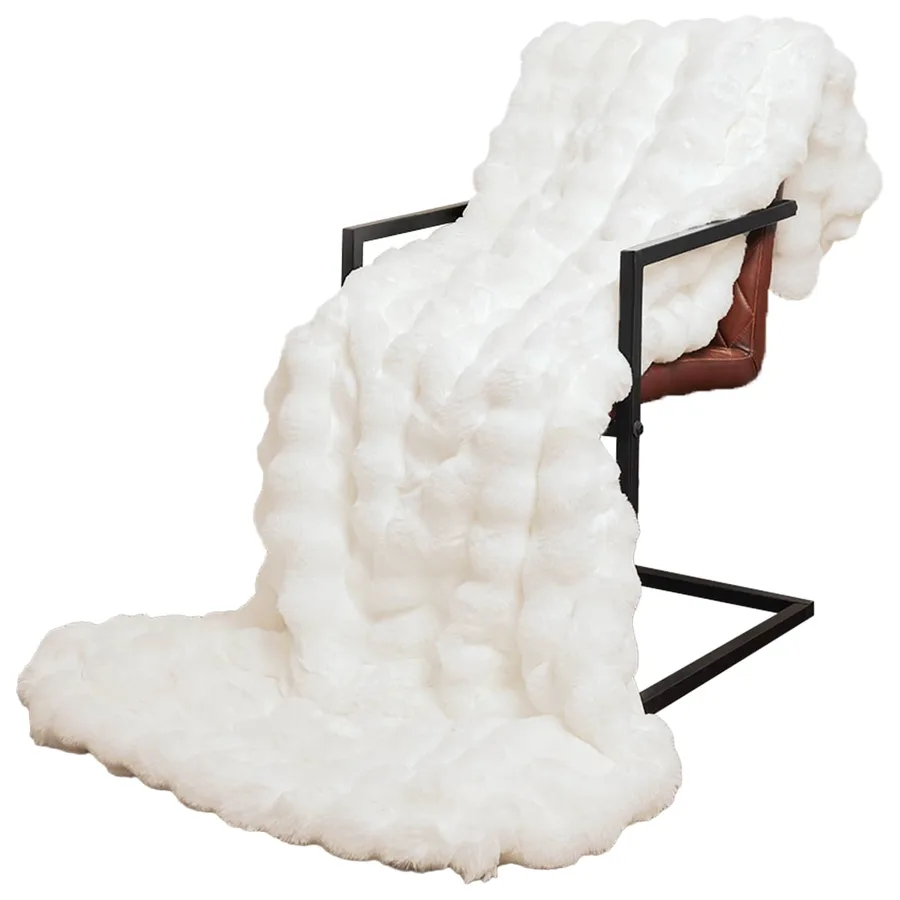 Couverture antidérapante en fausse de lapin Olite 4 pcs Blanc - 3