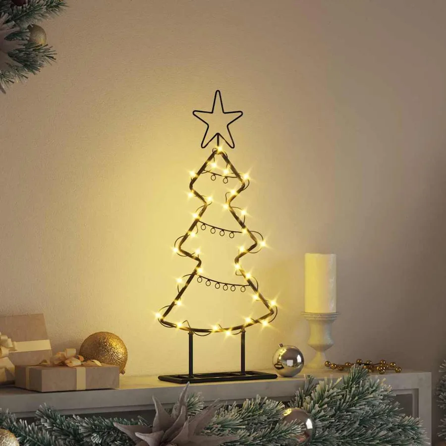 Arbre de Noël en métal avec support Noir 60 cm Acier - 4