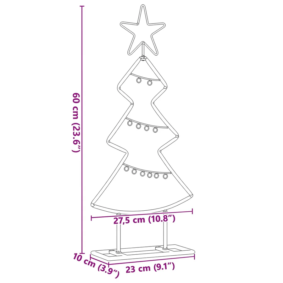 Arbre de Noël en métal avec support Noir 60 cm Acier - 9
