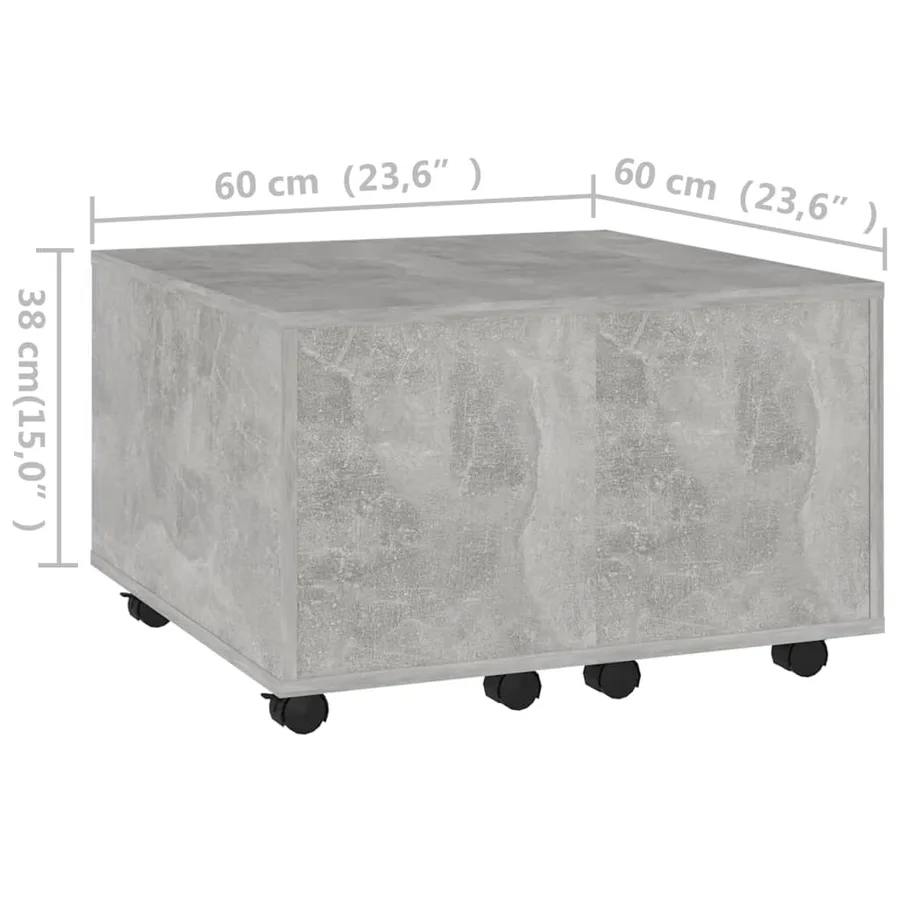 Table basse gris béton 60x60x38 cm bois d'ingénierie - 8