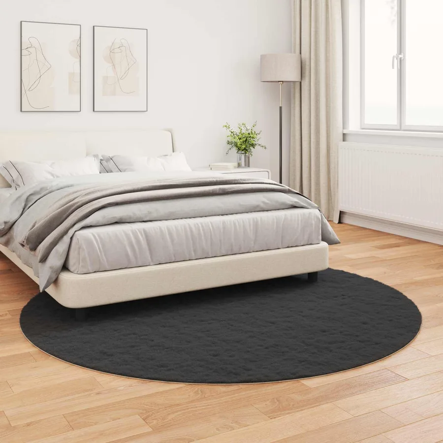 Tapis antidérapant en fausse de lapin OLITE Noir Ø 200 cm - 4