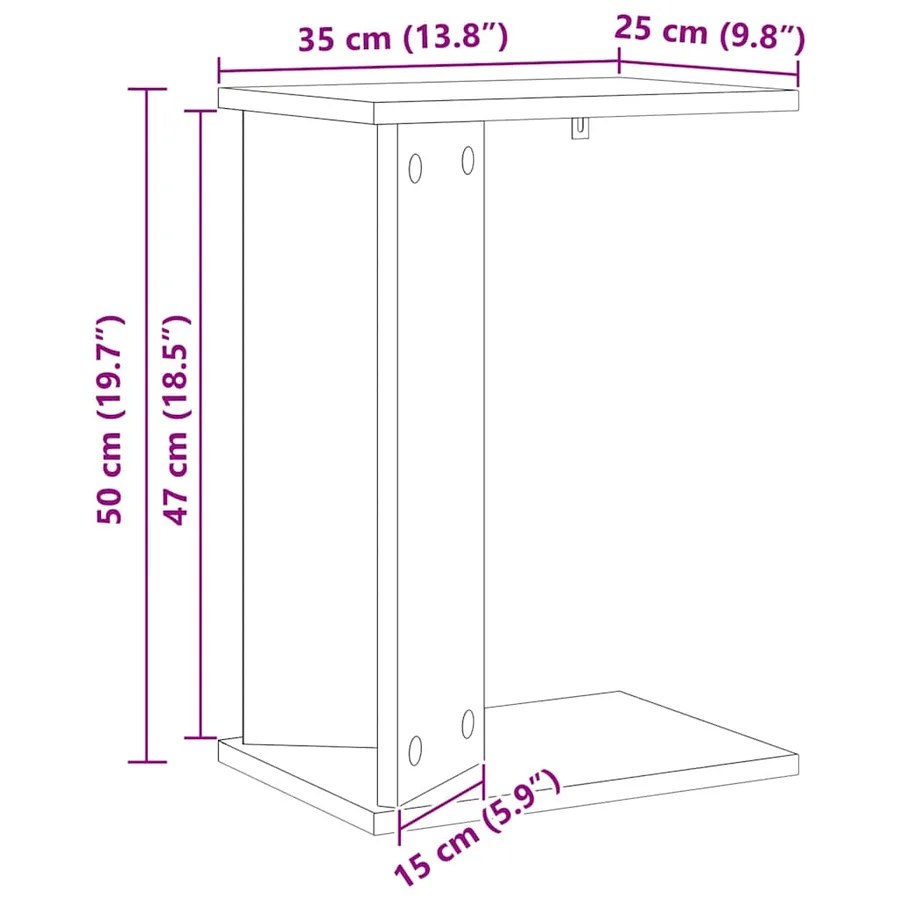 Table d'appoint Gris Sonoma 35 x 25 x 50 cm Bois d'ingénierie - 12
