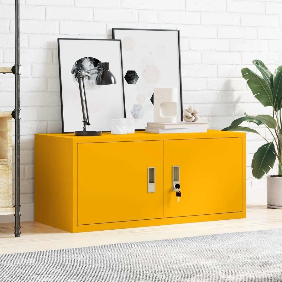 Armoire de rangement Jaune moutarde 90 x 40 x 40 cm Acier - 4