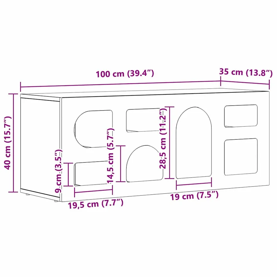 Meuble TV ELST 100 x 35 x 40 cm Chêne artisanal - 12