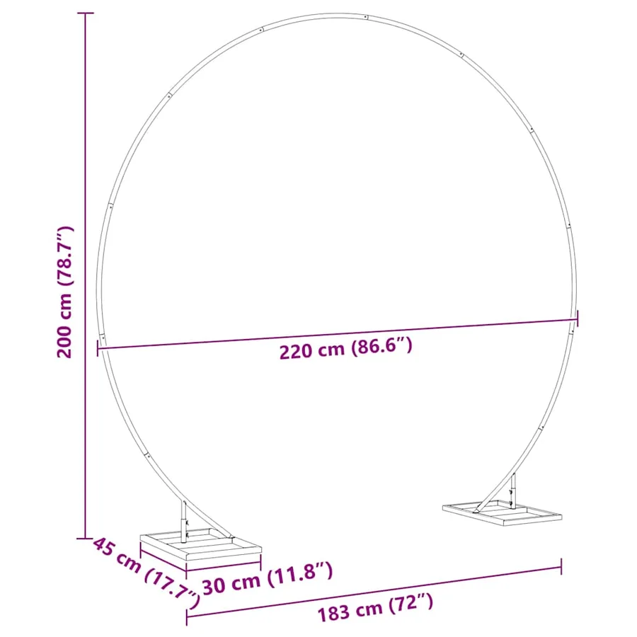Arche de mariage Blanc 220 x 45 x 200 cm Acier - 9