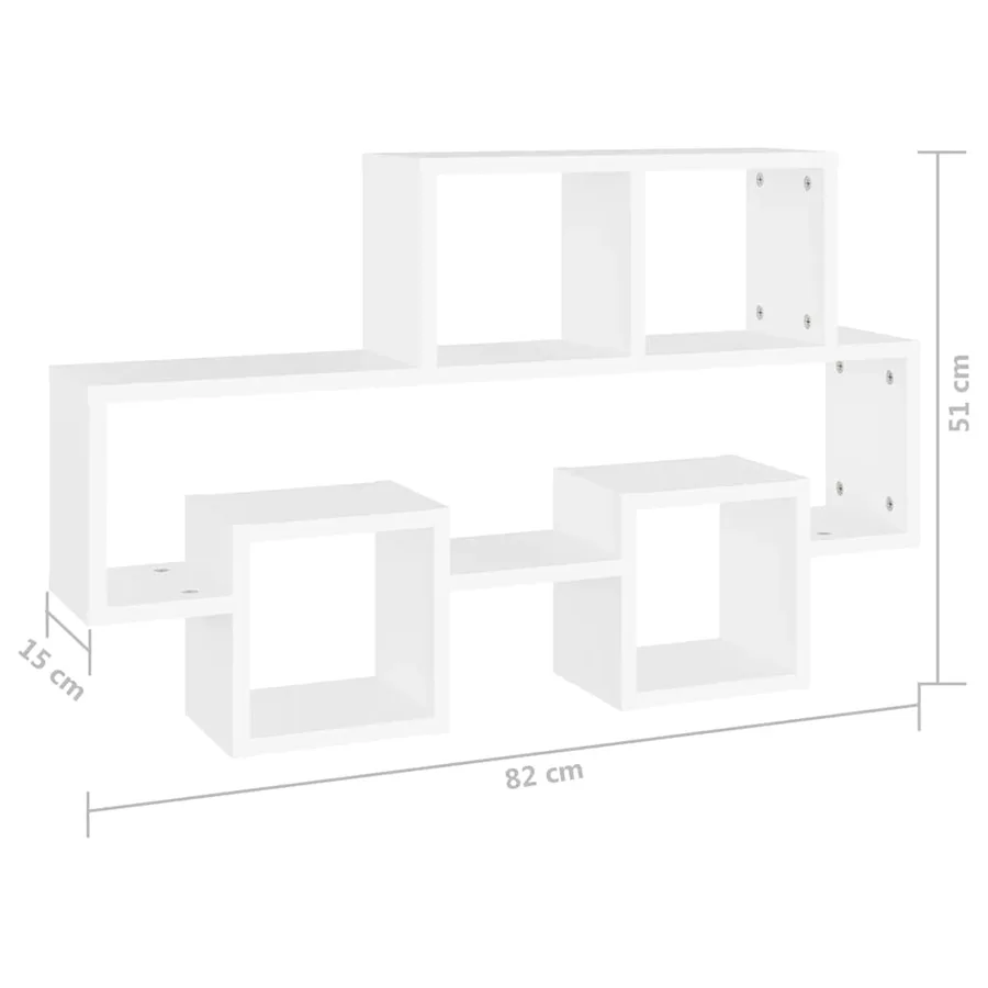 Étagère murale forme d'auto Blanc 82x15x51 cm Bois d’ingénierie - 6