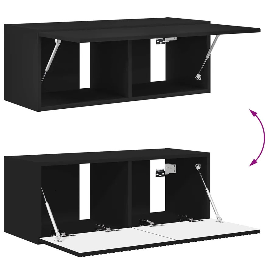Ensemble de meuble TV mural 4 pcs Noir Bois d'ingénierie - 10