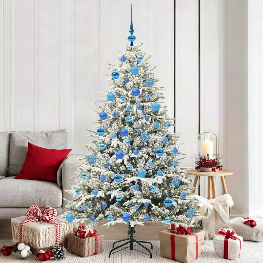 Arbre de Noël artificiel pré-éclairé avec ensemble de boules