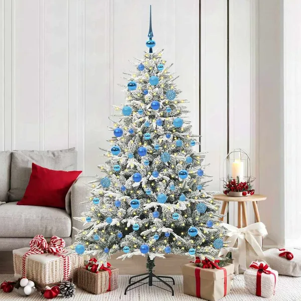 Arbre de Noël artificiel pré-éclairé avec ensemble de boules