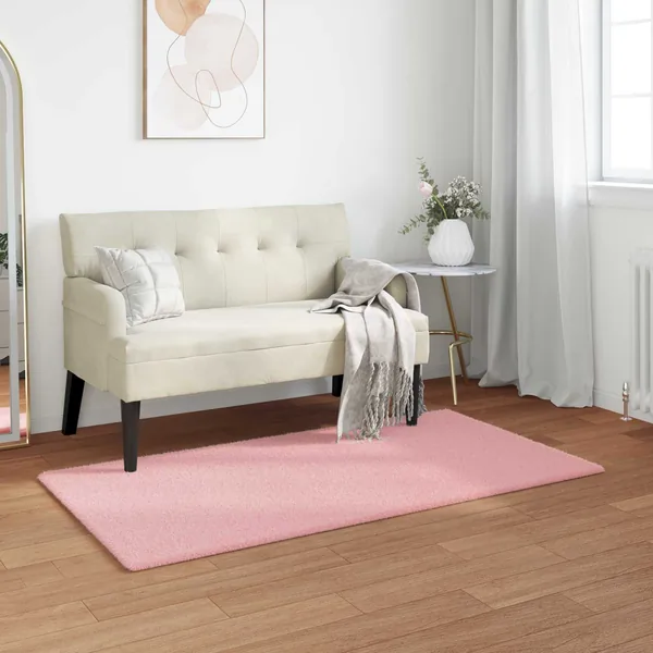 Tapis antidérapant en fausse de lapin OLITE Rose 80 x 150 cm