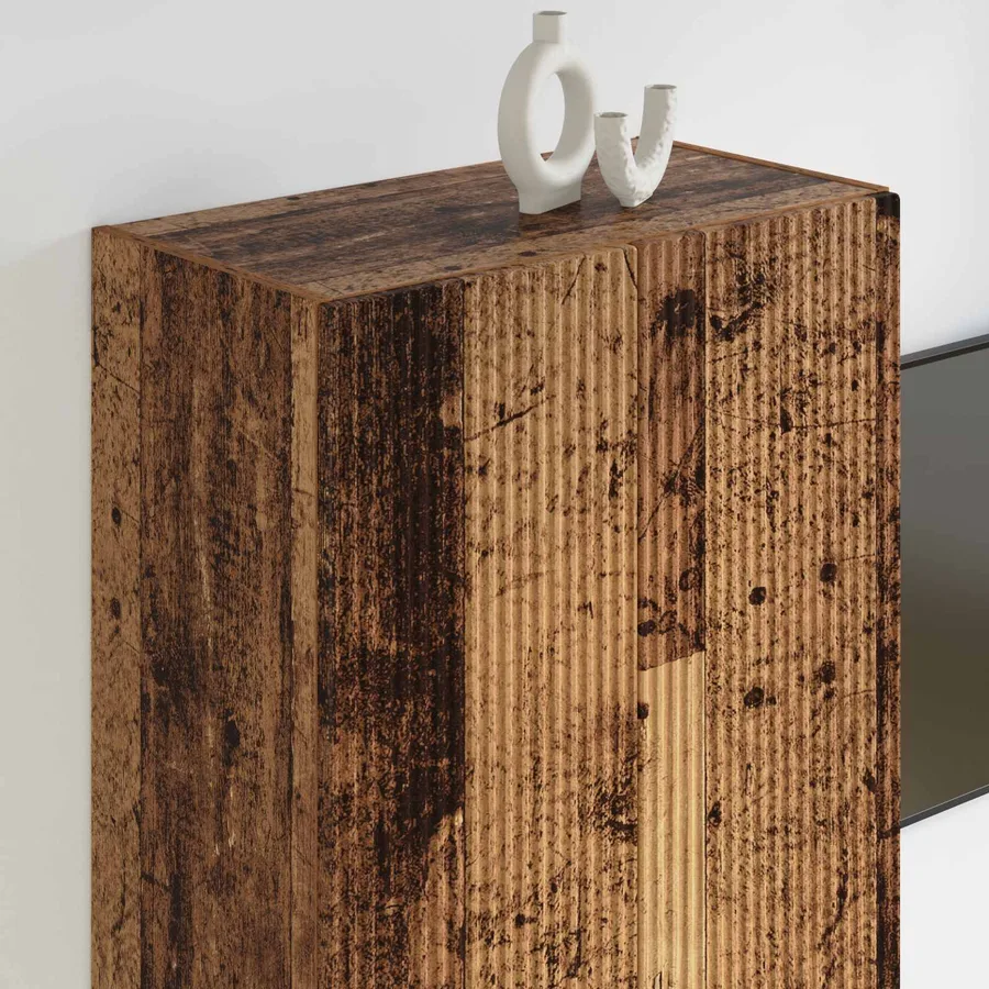 Meuble TV mural Montage mural Bois Ancien 59,5 x 31 x 100 cm - 4