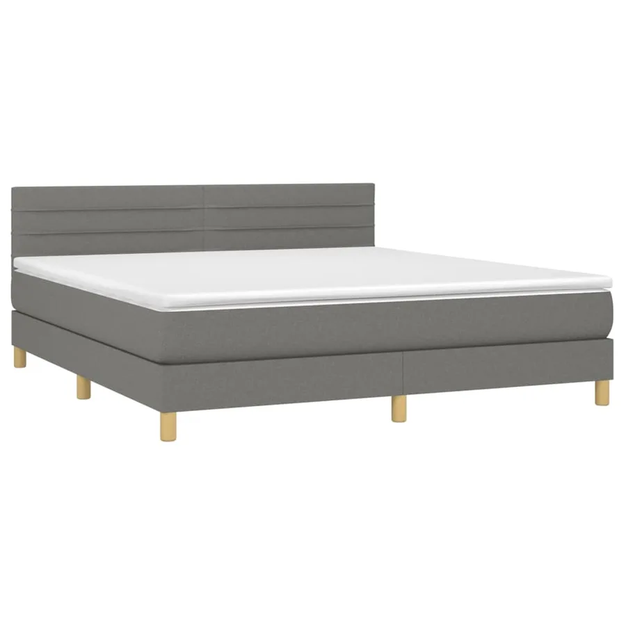 Sommier à lattes de lit avec matelas Gris foncé 160x200cm Tissu - 3