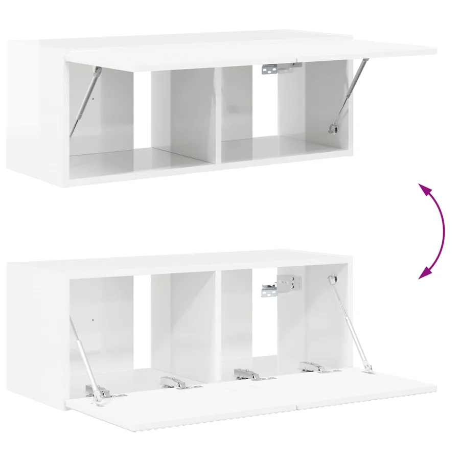 Ensemble de meuble TV mural Montage mural 4 pcs Blanc brillant - 10
