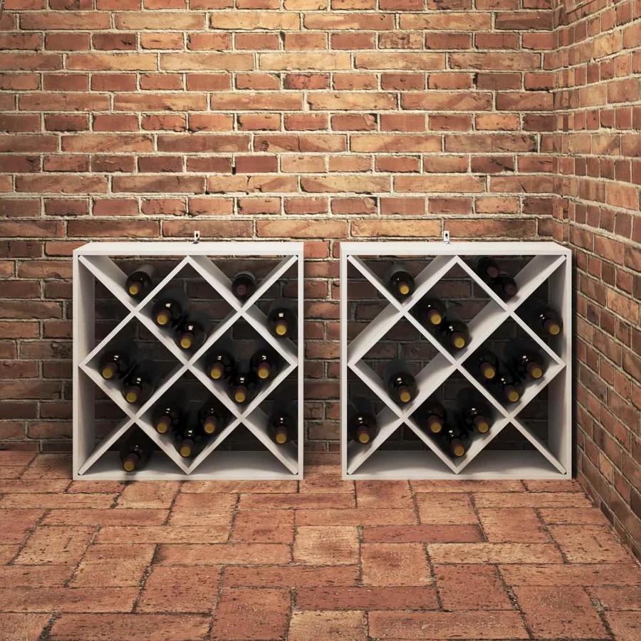 Étagère à vin 2 pcs Blanc 62 x 25 x 62 cm Pin massif - 4