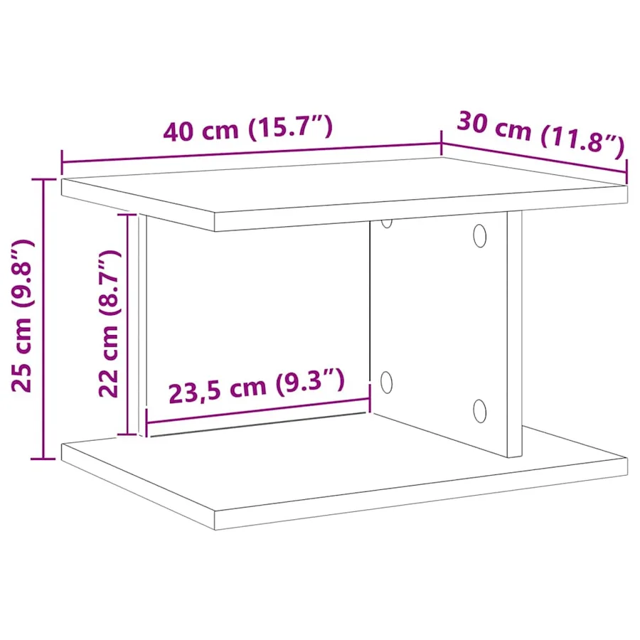 Table de chevet Blanc 40 x 30 x 25 cm Bois d'ingénierie - 11