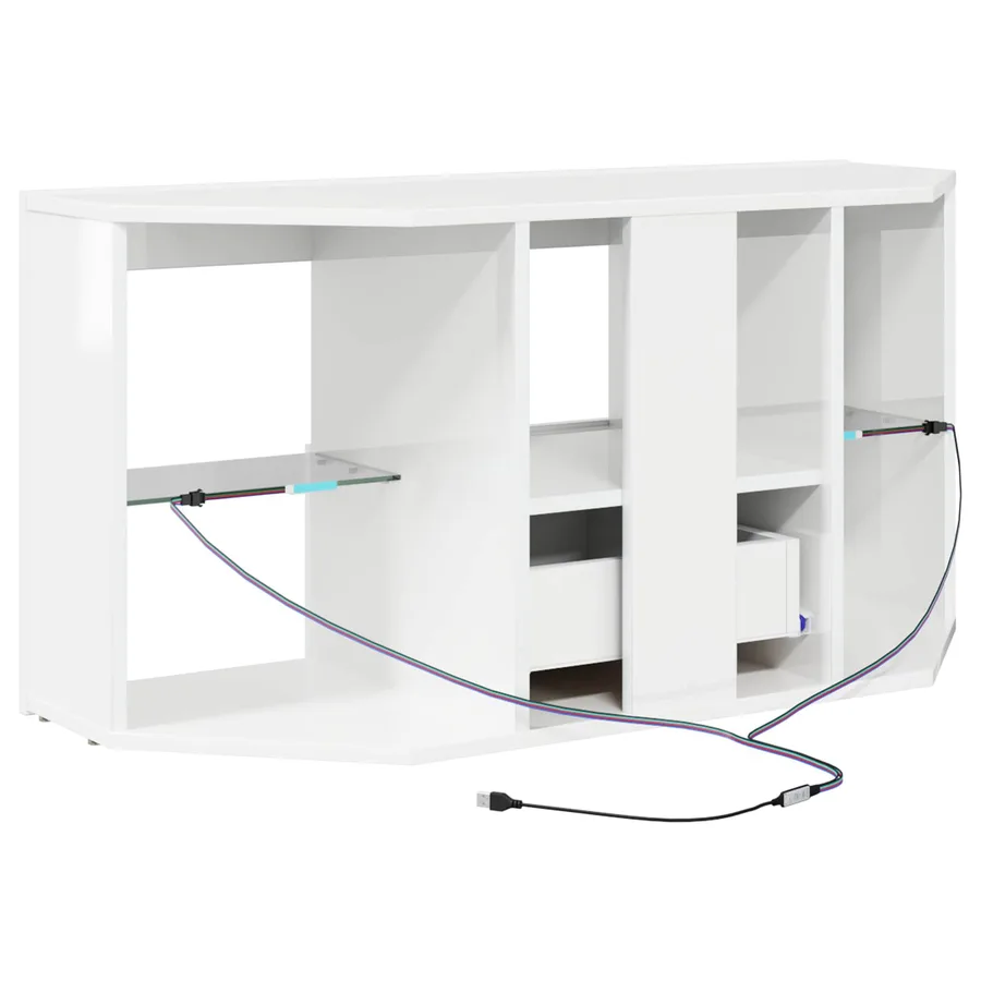Meuble TV LED d'Angle Blanc brillant 100 x 40 x 50 cm - 10