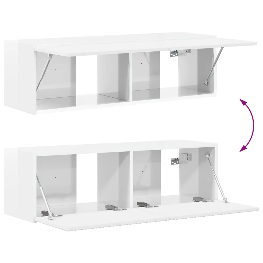 Meuble TV 5 pcs Blanc brillant - 11