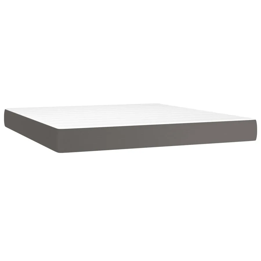 Sommier à lattes de lit avec matelas Gris 160x200 cm Similicuir - 4