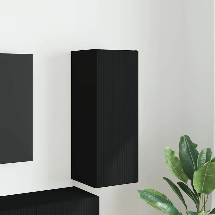 Meuble TV mural Noir 30 x 31 x 80 cm Bois d'ingénierie