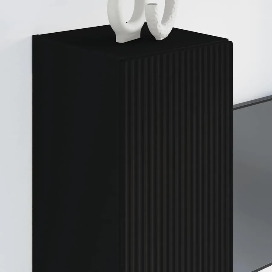Meuble TV mural Noir 30 x 31 x 80 cm Bois d'ingénierie - 4