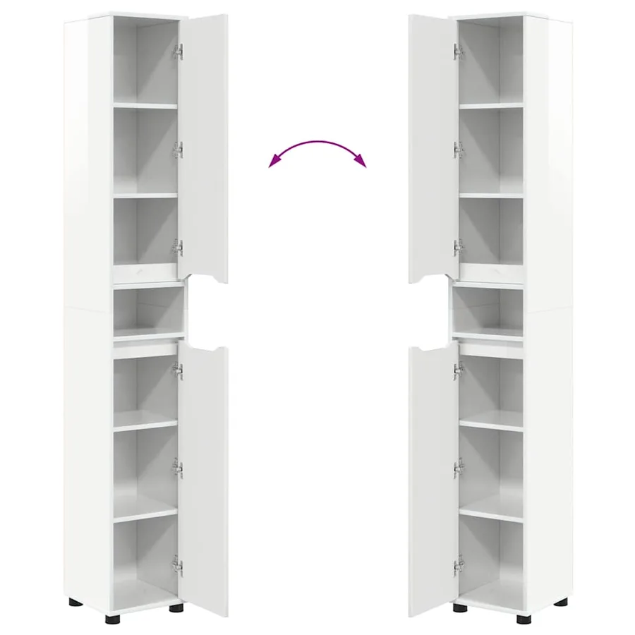 Cabinet de salle de bain Blanc brillant 30,5 x 30 x 195 cm - 11