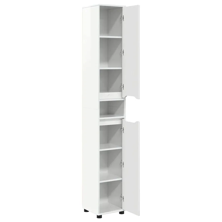 Cabinet de salle de bain Blanc brillant 30,5 x 30 x 195 cm - 5