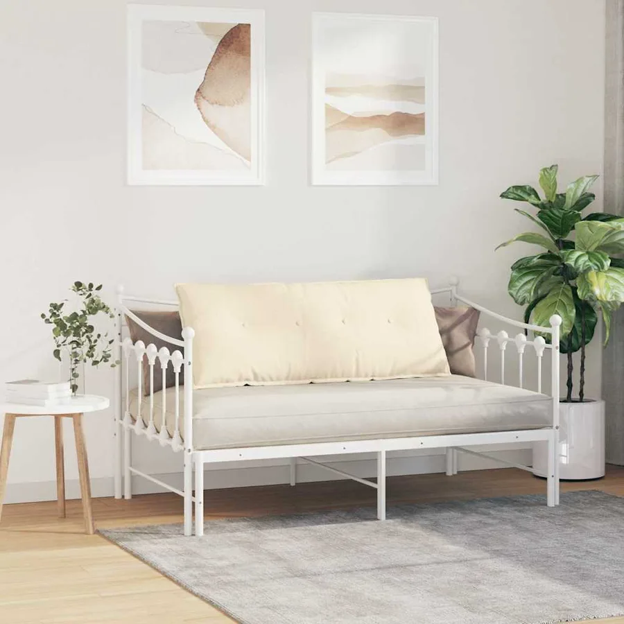 Coussin de Dos Crème 120 x 50 cm Tissu en velours côtelé - 4