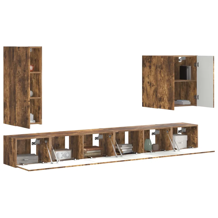 Ensemble de meuble TV mural Montage mural 6 pcs Chêne fumé - 3