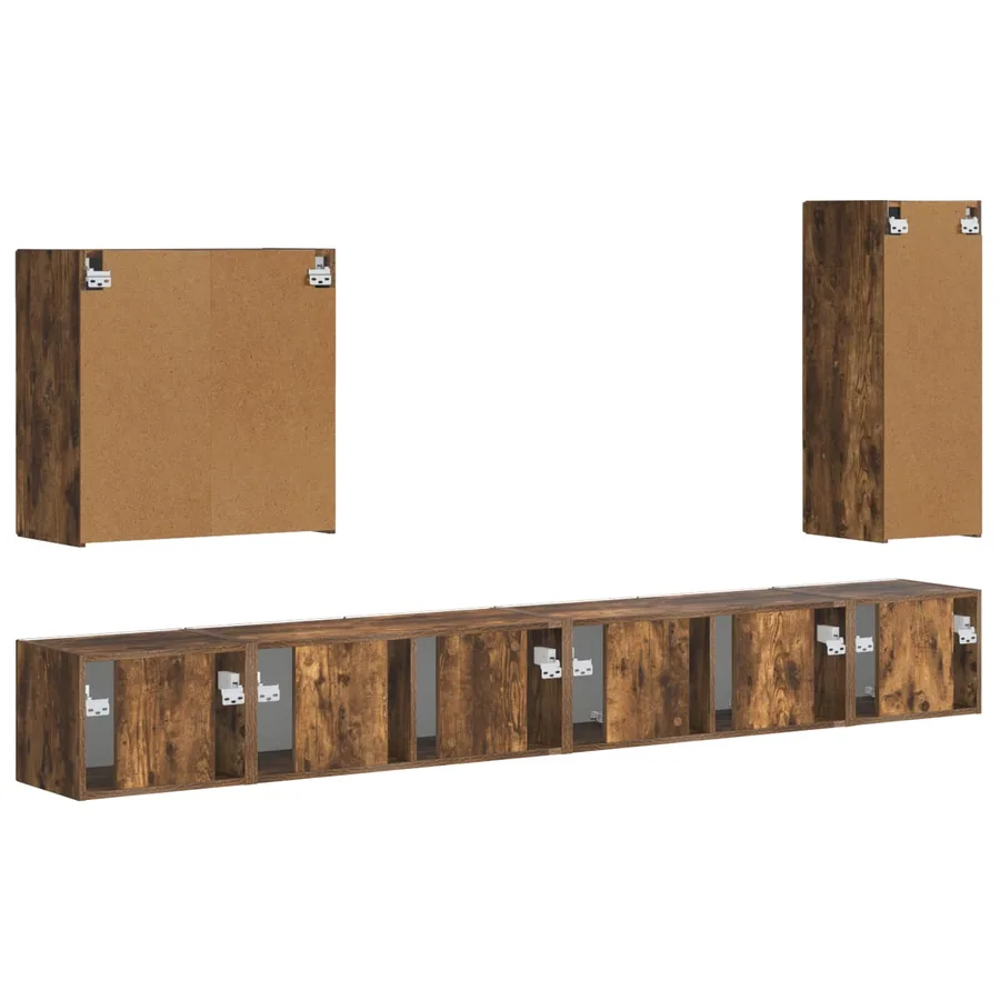 Ensemble de meuble TV mural Montage mural 6 pcs Chêne fumé - 8